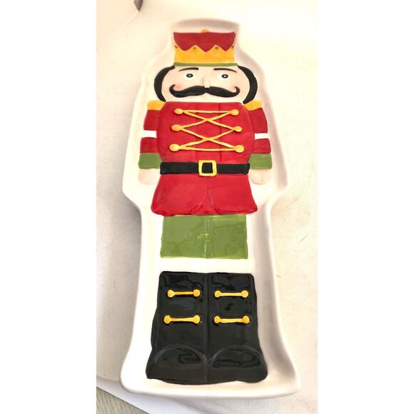 Appetizer/Cheese/Cracker/Cookie Dish-Christmas Soldier-Red Green-Long - Picture 5 of 9